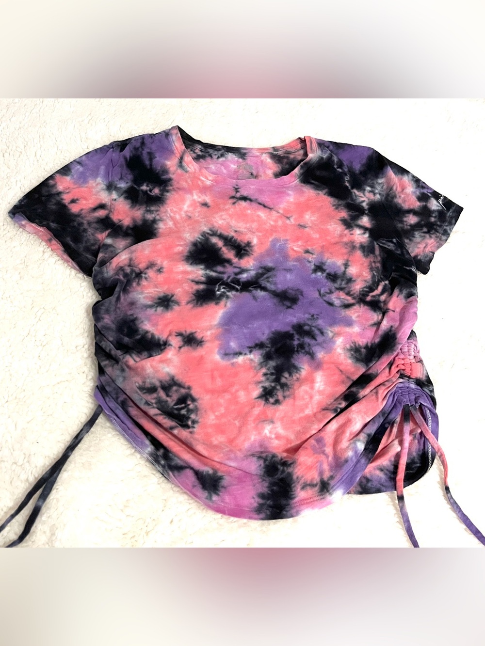 Victoria’s Secret Pink Tie-Dye Side-Ruched Short Sleeve Top Size M
